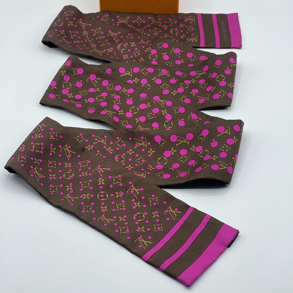 Louis Vuitton Perforated Dots Bandeau Neckerchief Scarf Chocker Twilly Wrap Rare - Picture 12 of 16